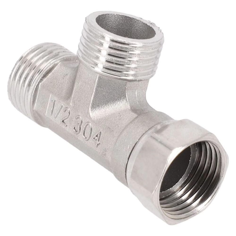 Water Splitter T Adapter Stainless Steel Shower Valve Durable 3 Ways Valve Water Pipe