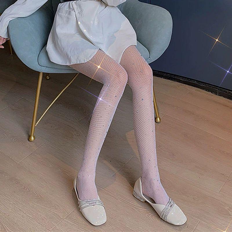 Сексуальные колготки Женские Сексуальные кружевные сетчатые чулки-сетка Колготки Женские чулочно-носочные изделия Стразы Блеск Ночной клуб Женские Плотные колготки