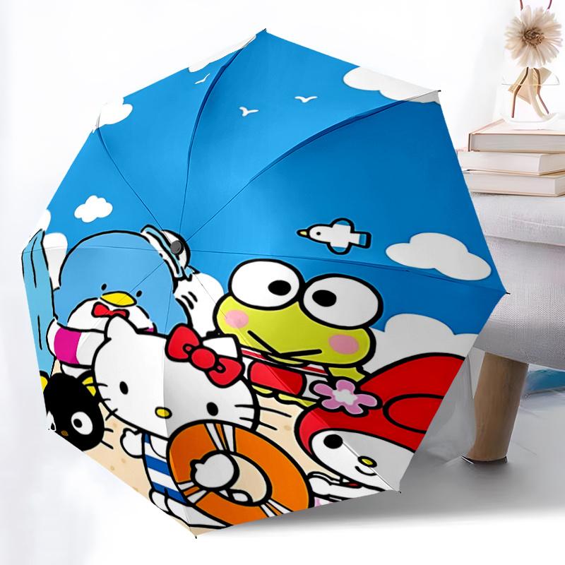 1pc Hello Kitty Beach Umbrella - Automatic Opening/Closing, Portable Folding Design, 8-Rib Iron Frame, Outdoor Umbrella, Ideal Gift for Fans, Traveler