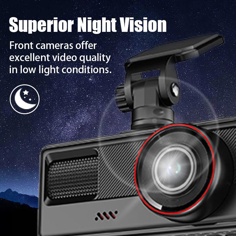 WiFi 1080P 3-Camera Car DVR, In-Car 3-Channel HD Dashcam Video Recorder