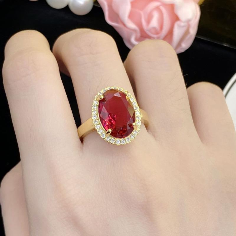 POMOiii Овальные красные кольца темперамента, нежные открывающиеся кольца для женщин, циркониевые кольца для помолвки, ювелирные изделия, подарок