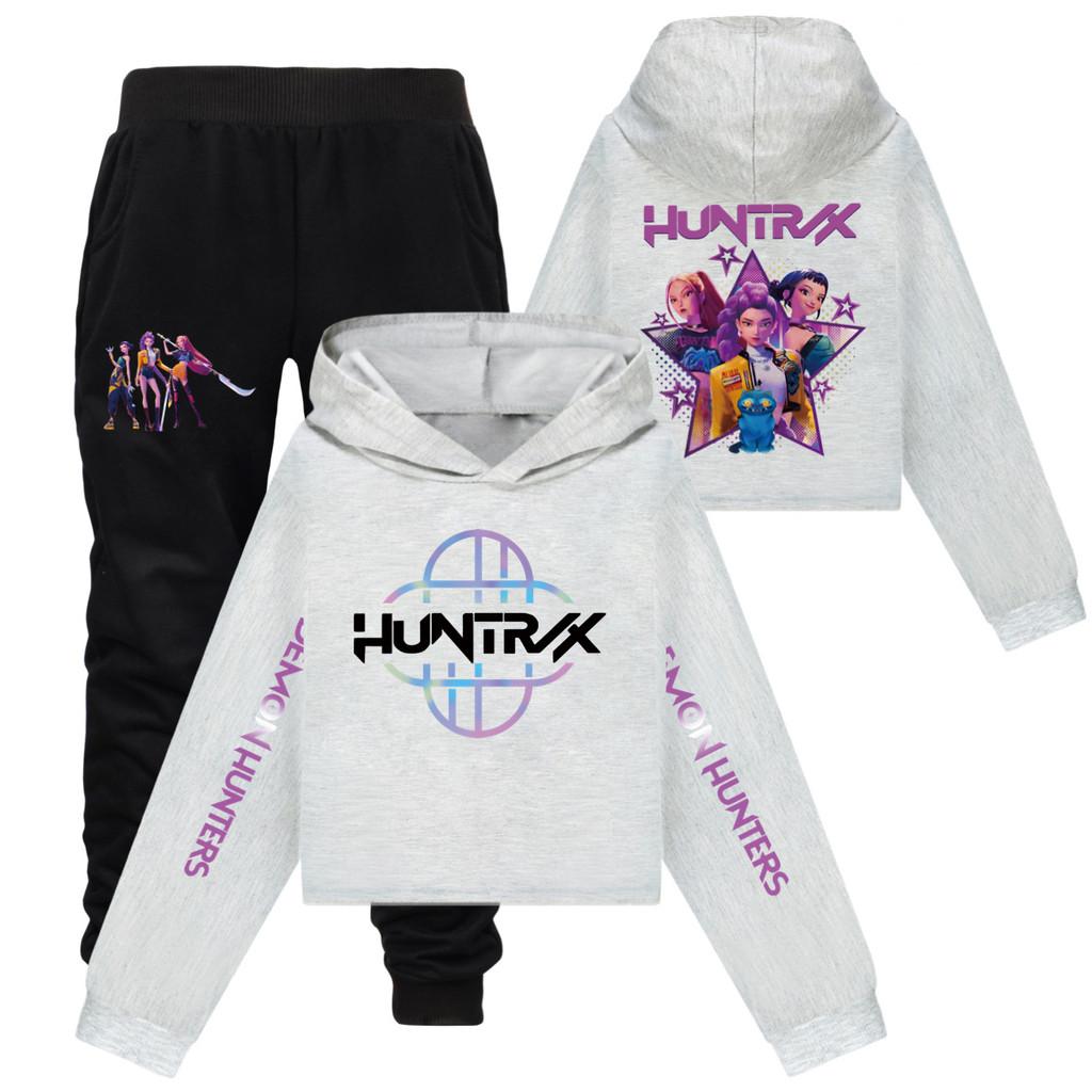 Kpop Demon Hunters Girl Hoodie Pants Set With Cartoon Print For Casual Wear