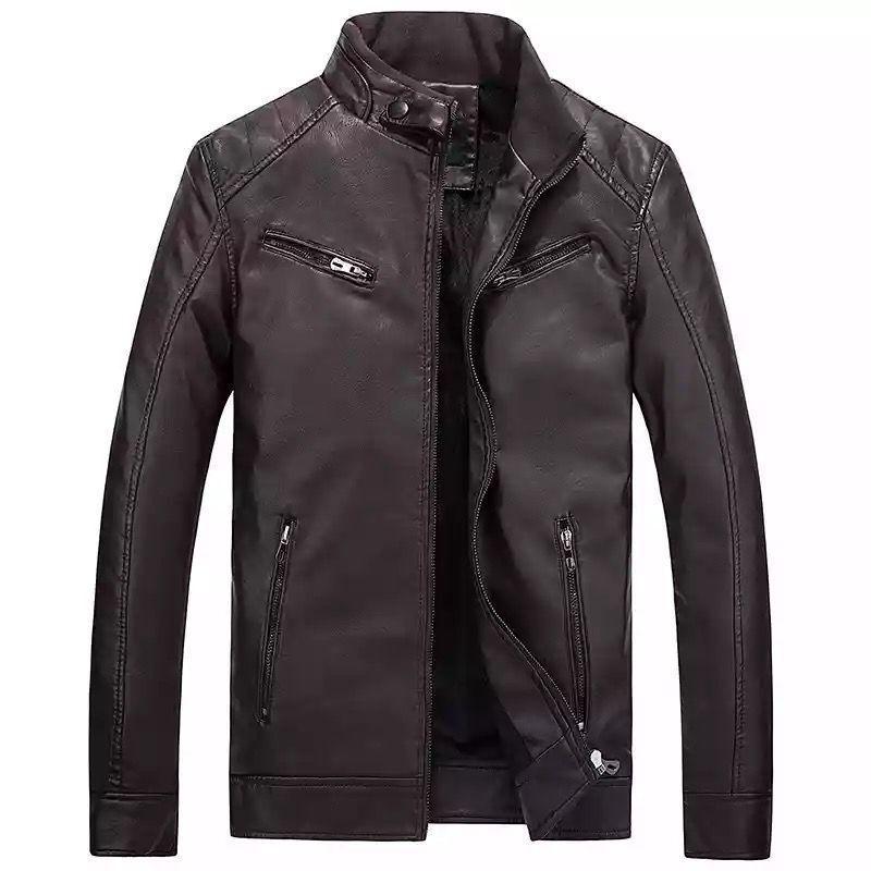Young Men's Leather Jacket Fashion Casual Locomotive PU Leather Jacket Men's Thin Leather Jacket Men's Coat