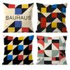 Abstract B-Bauhaus Geometry Pillow Case Anti-dustmite Pillowcase Invisible zipper silky short plush Sofa cushion cover