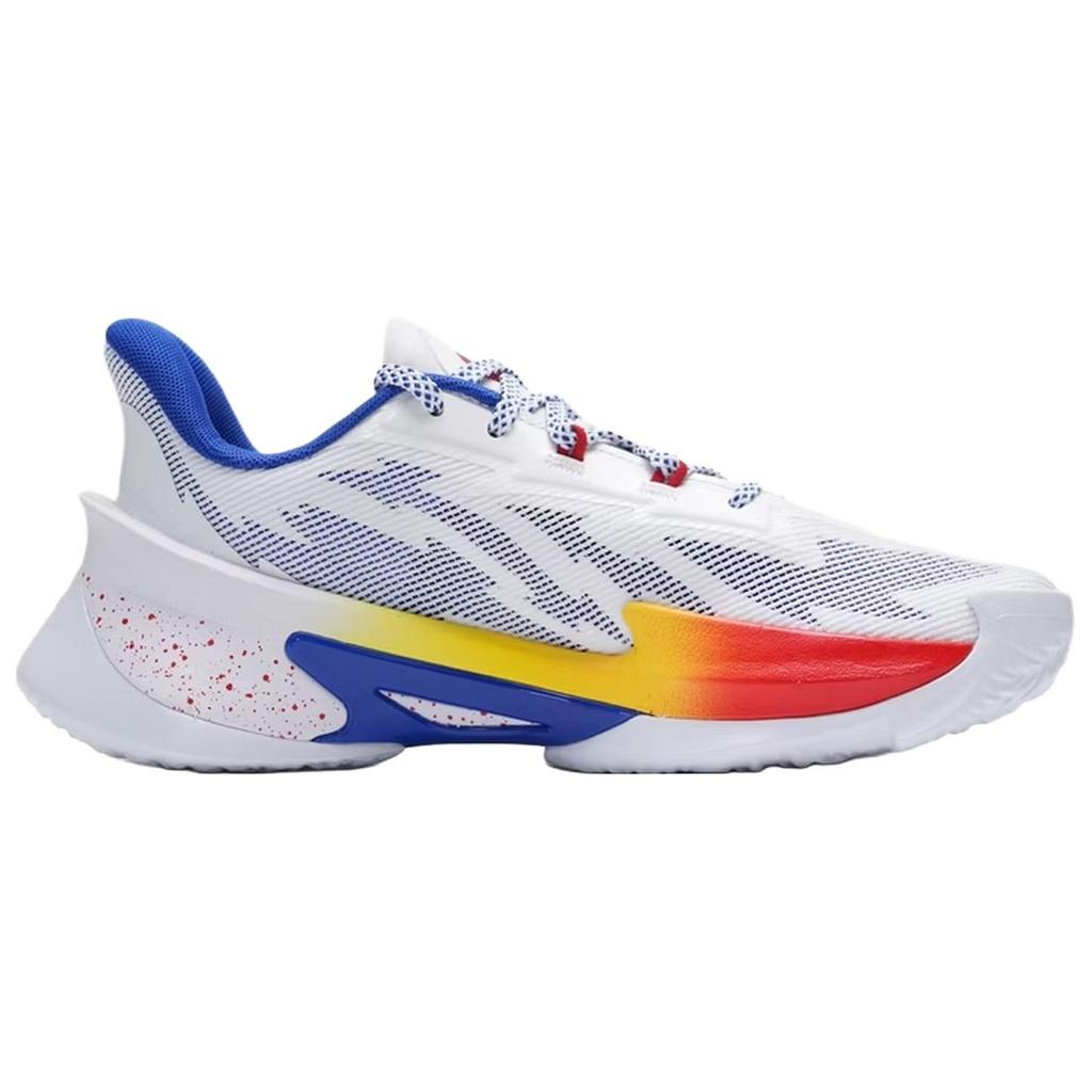 Under Armour Серия Curry 7 Удобная спортивная ткань Прочные Дышащие Низкие Баскетбольные кроссовки Унисекс Кроссовки Белый Синий 3027983-100
