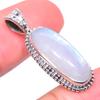 Natural Rainbow Moonstone Gemstone 925 Solid Sterling Silver Pendant 1.30" I9r88