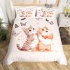 Kawaii Cat Duvet Cover Pink Bowknot Kitten Bedding Set Sweet Pet Animal Comforter Cover Princess Bow Girly Polyester Quilt Cover