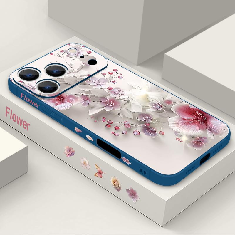 Чехол-шнурок с розово-белым цветочным узором для iPhone 17 Pro Max, мягкий силиконовый чехол для iPhone 16 Pro Max, чехол для iPhone 15 14 13 12 11 16E Air