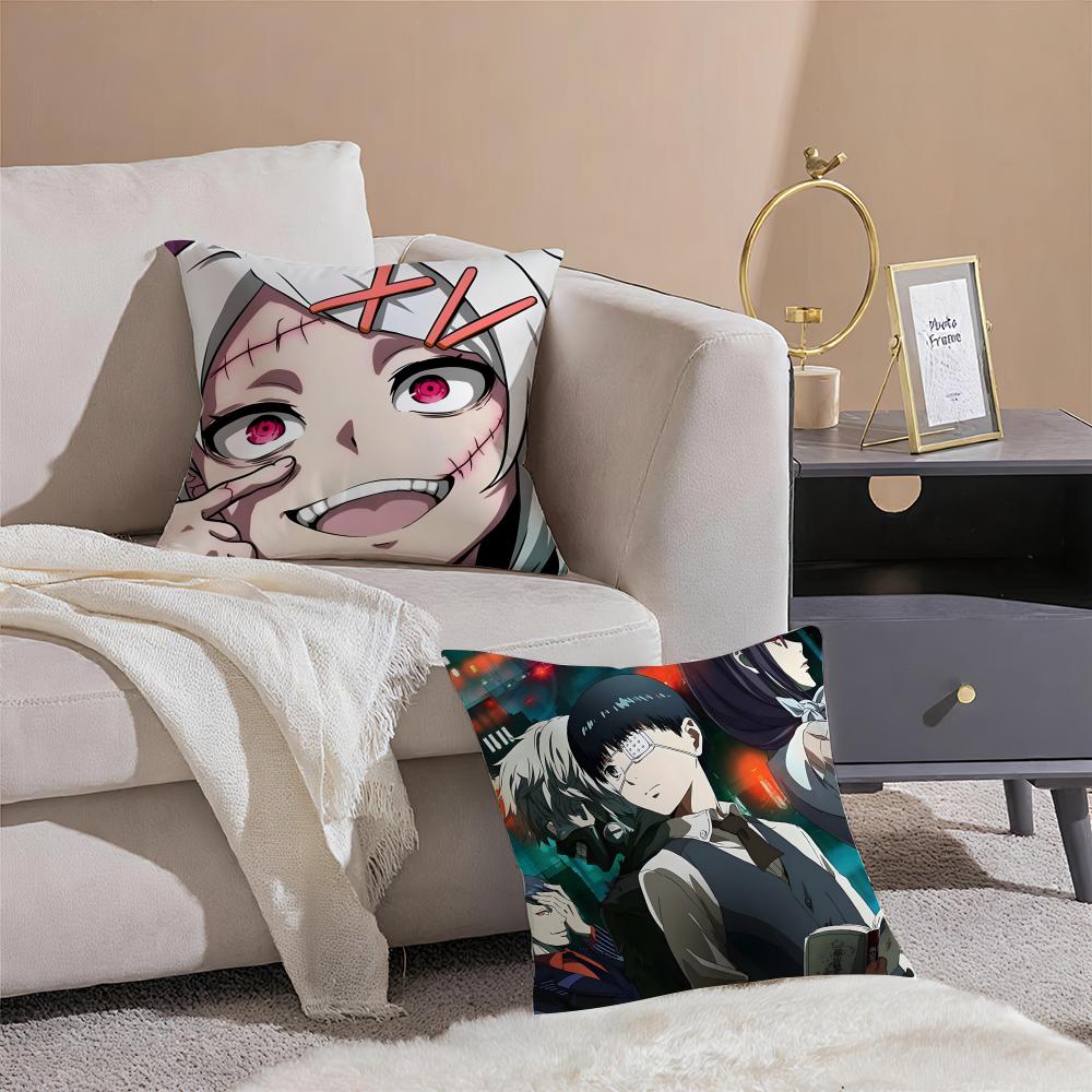 Grim Haunting Tragic Anime TTokyo Ghoul Cushion Cover Throw Pillow Cover Hidden Button Durable Polyester Chair Cushion