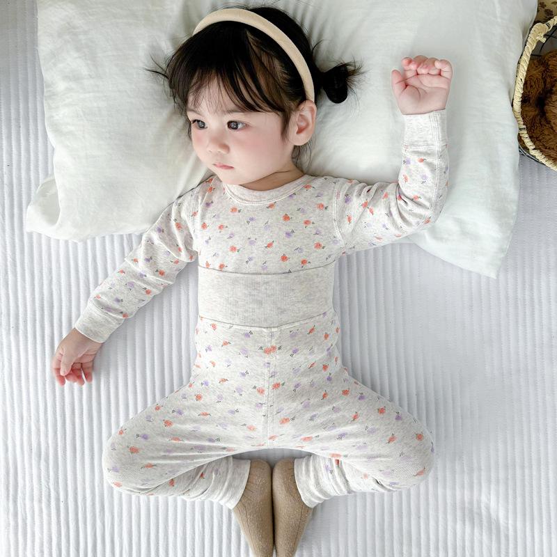 25 Стилей Детский Хлопковый Комплект Нижнего Белья с Завышенной Талией для Мальчиков и Девочек - Защита Животика, Бесшовный, Теплая Осенне-Зимняя Домашняя Одежда