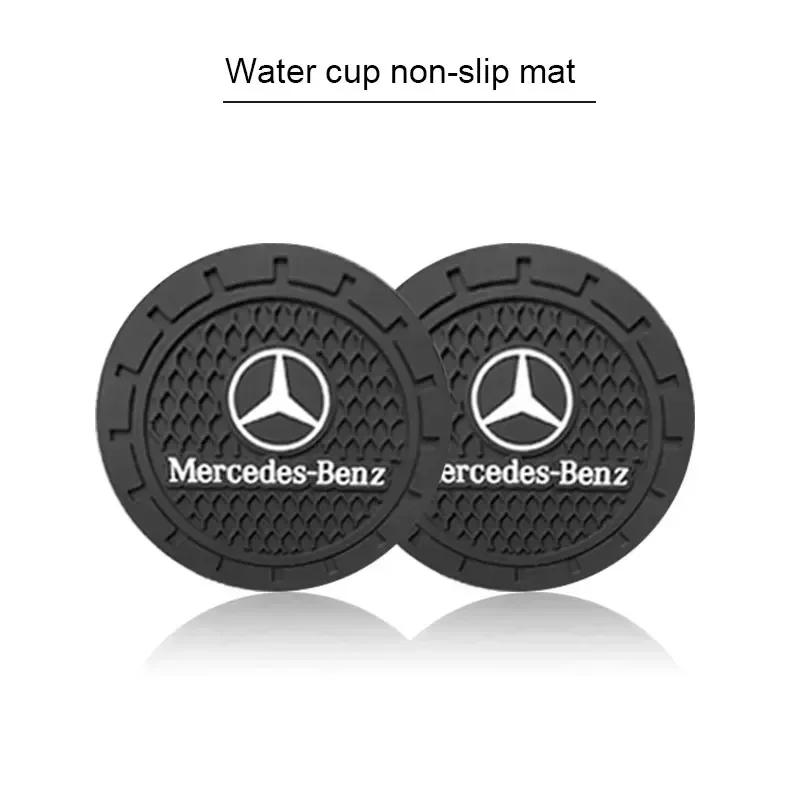 1/2pcs Car Coasters Water Cup Slots Non-Slip Mat for Mercedes Benz W203 W204 W205 W206 W212 W213 W222 W223 E300 C200 Accessories KR9