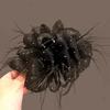 Large Summer Lace Edge Bow Claw Clip Hair Accessory for Women - Multi-Layer Feather Design