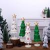 New Cute Christmas Tree Fabric Wooden Display Window Desktop Christmas Embroidery Snowflake Decoration