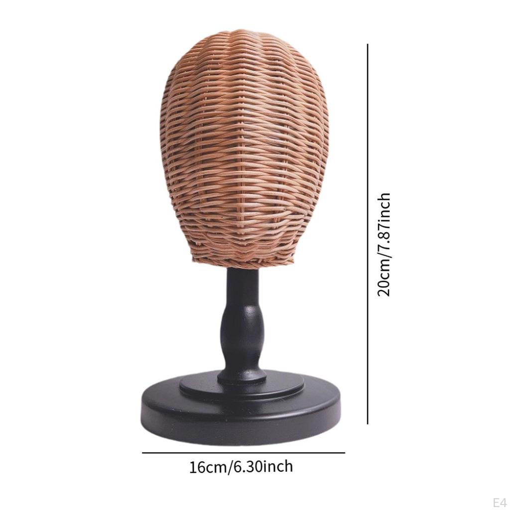 Hat Rack Display Stand, Rattan Mannequin Head Wig Stand Holder, Holder Storage
