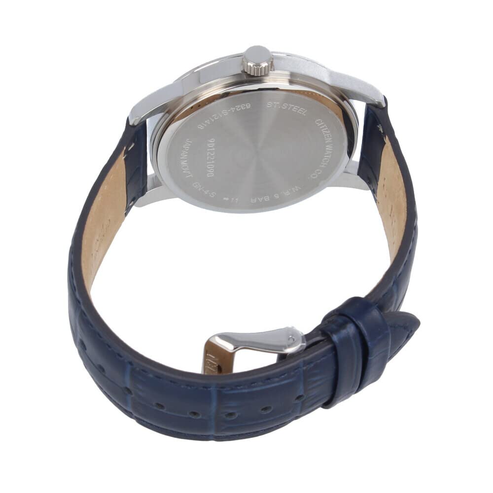 Citizen Мужские кварцевые аналоговые часы AK5000-03A Фаза Луны Кожаный ремешок Нержавеющая сталь Темно-синий Серебристый