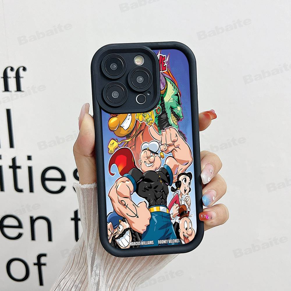 Classic P-Popeye Comics Animation Phone Case For IPhone 17 16 15 14 13 12 11 Air Plus Pro Max Soft Back Cover