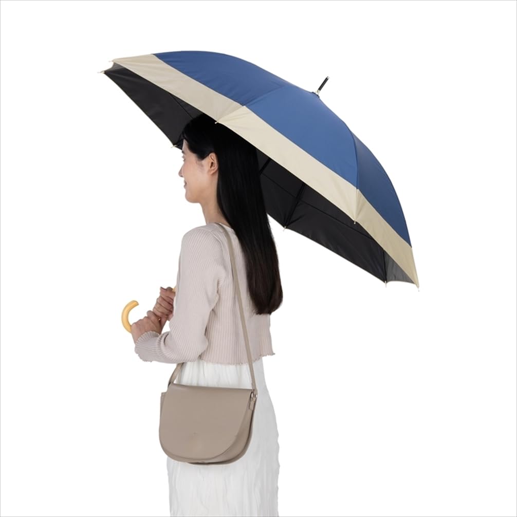 ogawa Полностью УФ-тепло вода ветер как для солнечной, так и для дождливой погоды для одной семьи Cynthia 54613 женский зонтик, темно-синий, бежевый, затемнение, 99,9% защита,