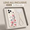 INS Чехол-шнурок с цветочным узором для iPhone 17 Pro Max iPhone 16 15 Pro Max 14 13 11 16E 17E Ударопрочный бампер Наручный ремешок Чехол