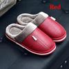 Men Women Waterproof PU Leather Winter Warm Plush Home Shoes House Slippers Indoor Anti-Skid