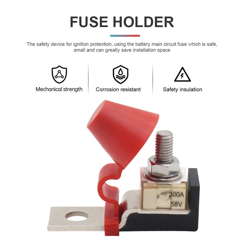 M10 60A-300A Battery Terminal Mount MRBF Fuse Block Kit 58V with Single Stud 5/16" Marine Rated Battery Fuse for Boat Truck RV