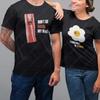 Смешные парные унисекс хлопковые футболки для взрослых Его и Ее matching shirt Парень Девушка Яичница с беконом Повседневная милая футболка