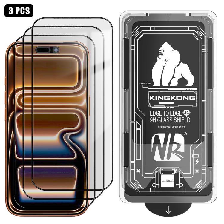 3PCS Dust-Free 3D Curved Edge HD Electroplated Explosion-Proof Tempered Glass Film For iPhone 13 Pro Max, Anti-Fingerprint Screen Protector