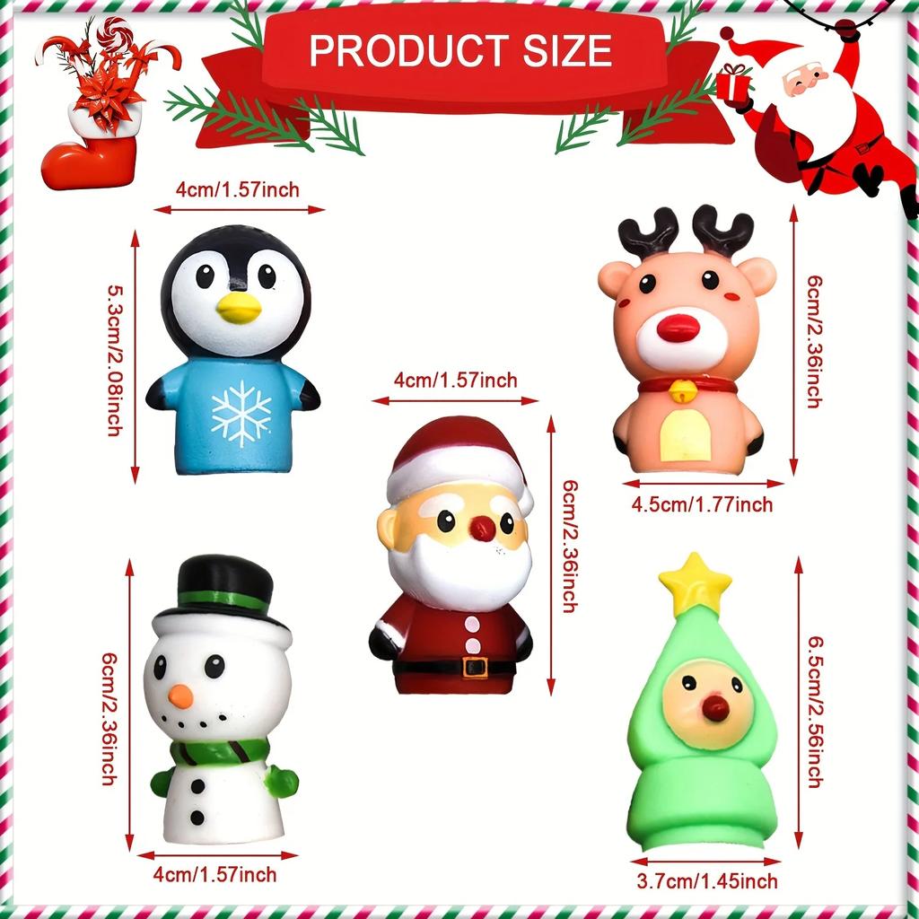5 PCS Christmas Finger Puppets Santa Claus Snowman Elk Pirate Puppets Party Favors & Stocking Stuffers for Kids PVC Material