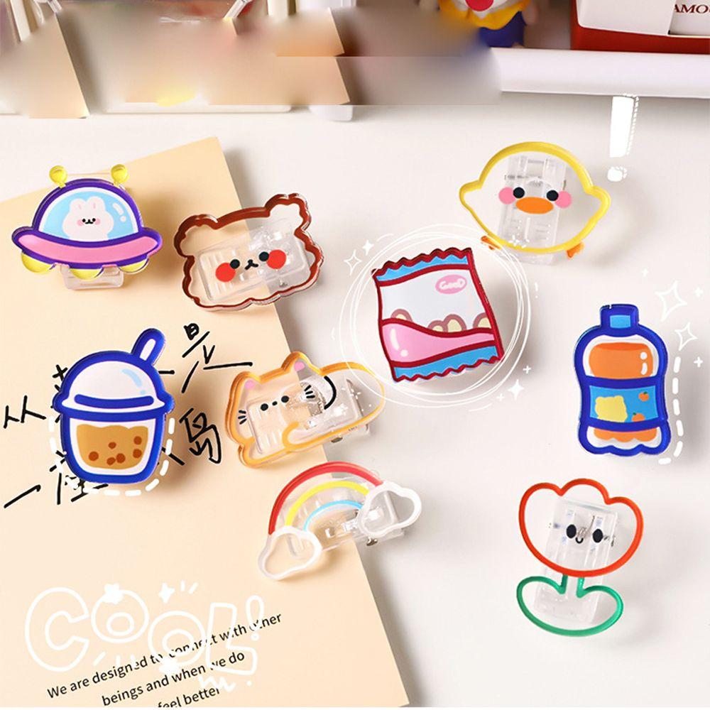 Page Holder Cartoon Binder Clip Paper Clip Transparent Clip Snacks Sealing Clip Binder Clips
