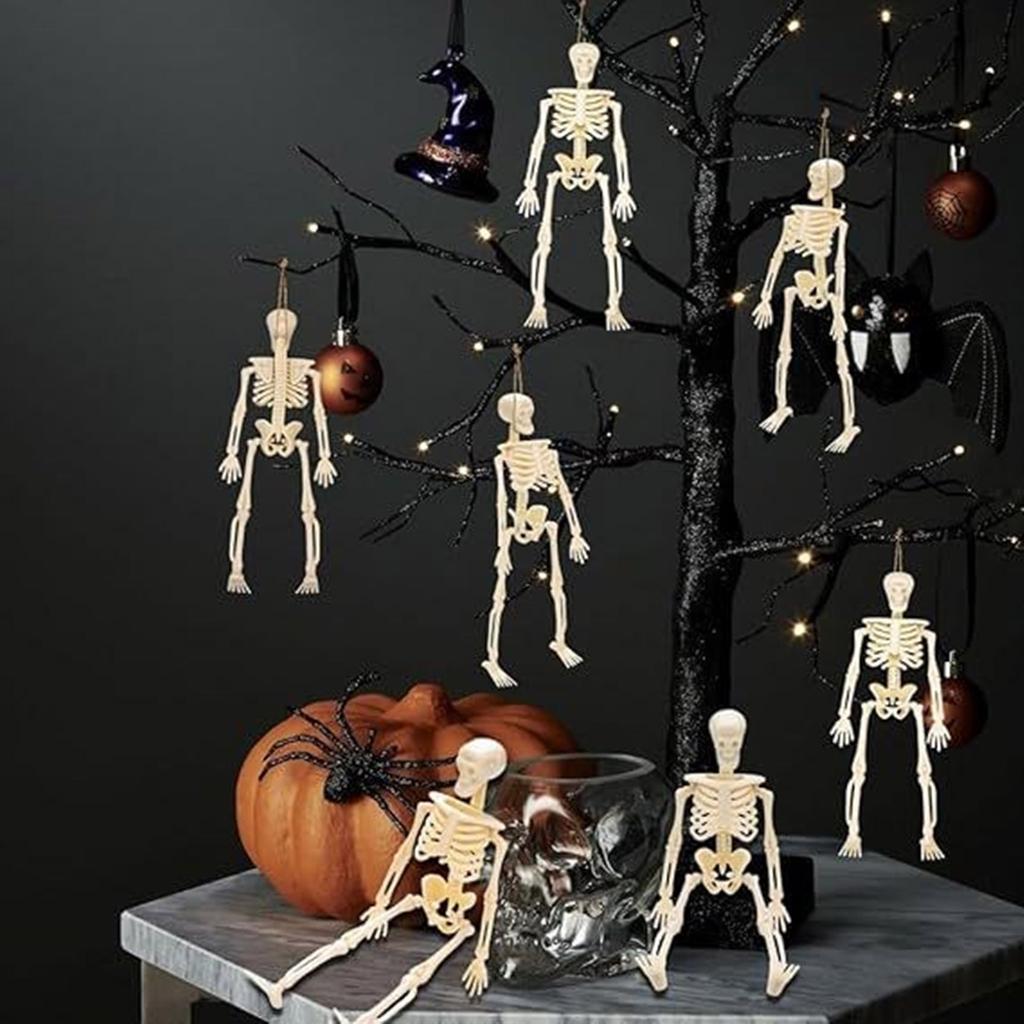 10Pcs Halloween Skeleton Figures Decors Movable Halloween Skeletons Figurine For Spooky Seasonal Home Ornaments