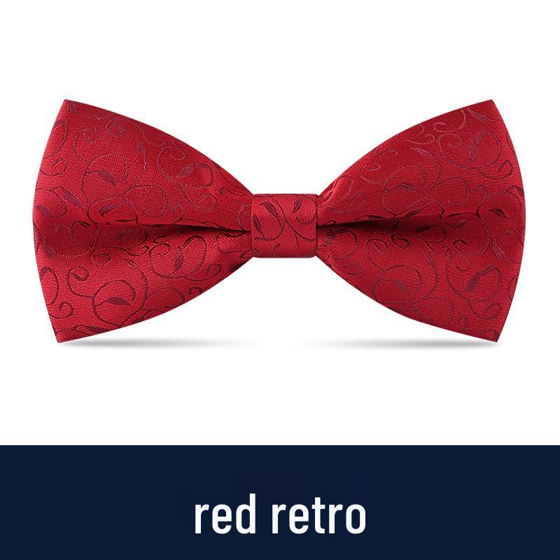 Men's Burgundy & Black Bow Tie for Weddings - British Korean Style