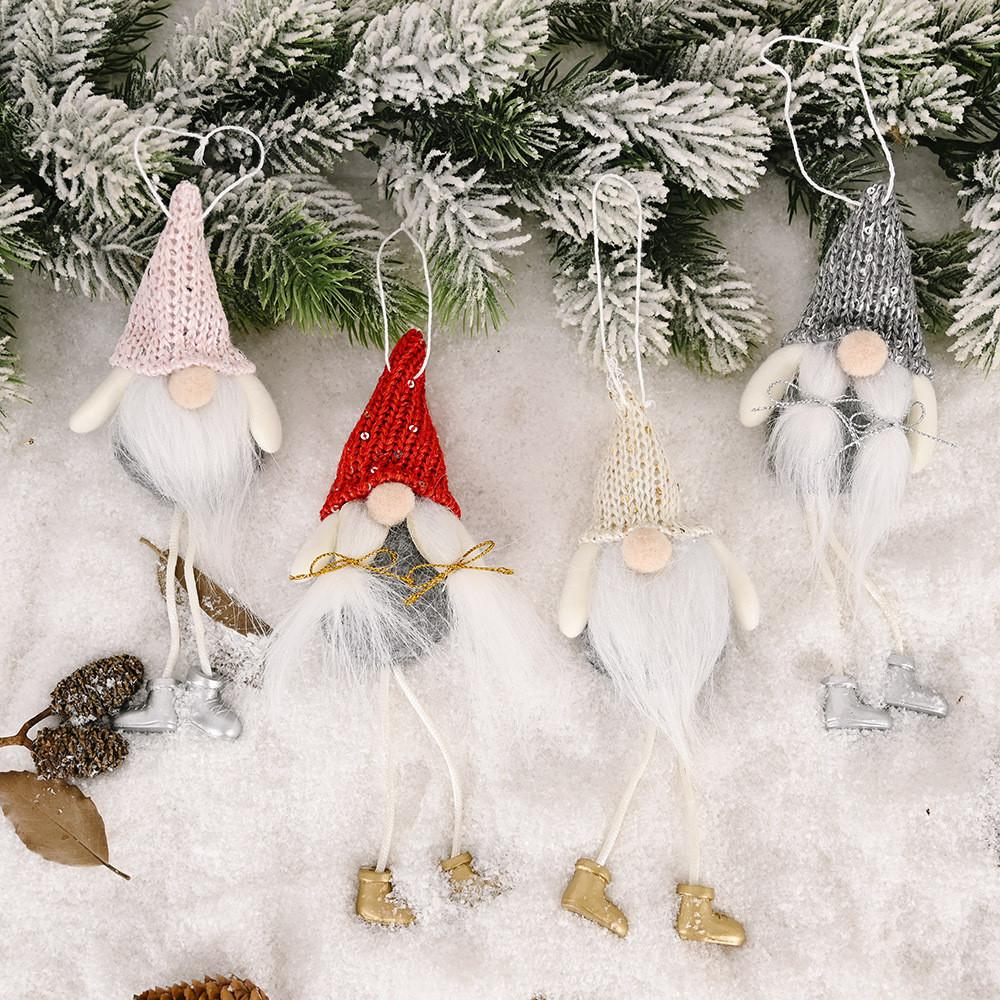 Creative Forest Elder Doll Christmas Decoration Sparkly No-face Hanging Ornament In Pink Gold Red And Gray