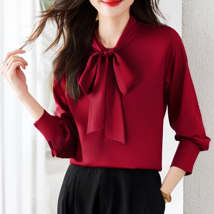 Осенняя шифоновая белая рубашка с бантом для женщин, новая модная рубашка, профессиональный роскошный топ
