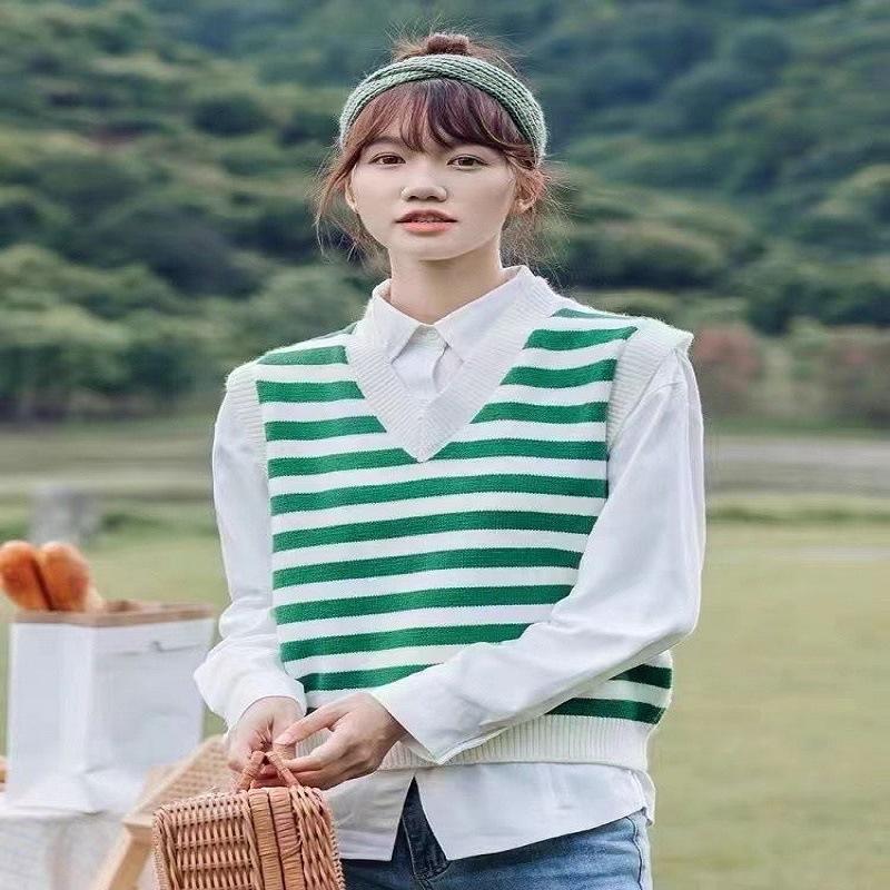 WTEMPO Женский осенне-зимний стиль Preppy Трикотаж Безрукавные свитера Однотонные повседневные свитера Трикотажные жилеты с V-образным вырезом