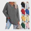 European & American Oversized Women's V-Neck T-Shirt, Multi-Color, Loose Fit, Drop Shoulder Sleeves, Solid Color