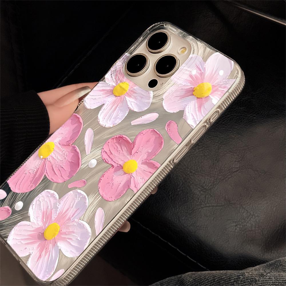 Яркий летний цветочный чехол для телефона iPhone 17 Pro 15 16 14 13 12 11 Pro Max 17e 16e 8 7 Plus XR XS X Серебристый Мягкий ударопрочный чехол