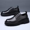 Fashion Men Casual Shoes Lace Up Black Leather Office Work Shoes Male Flats Sneakers Outdoor Platform British Business Party Dress Shoes