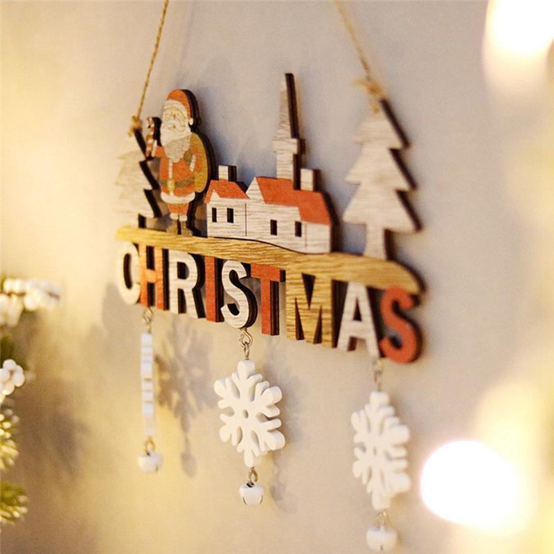 AEE2-Wooden Christmas Hanging Pendants ELK-Santa-Claus Merry Christmas-Decoration For Home Xmas Tree Ornaments