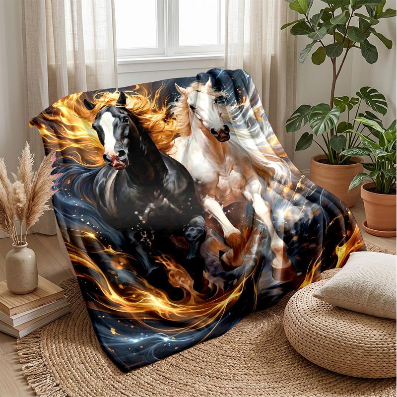 Fantasy Horse Garden Theme blanket Lightweight Warm Flannel Blanket Decorative Throw Blanket for Home Decoration