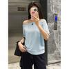 Off-shoulder Short-sleeved T-shirt for Women In Summer New Pure and Lustful Style Loose and Slim Off-shoulder Design Top for Women