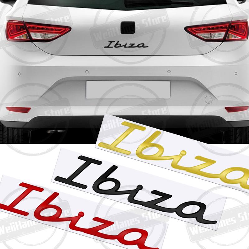 gycsn9 Metal For Ibiza Rear Badge Emblem Chrome Letter Logo Glossy Black Silver Red Accessories Sticker