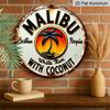 [Tropical Rum Sign]2D Flat, 1pc Tropical Caribbean Rum & Coconut Metal Wall Sign - Round Durable Aluminum Beach Art with Palm Trees & Parrot for Bar