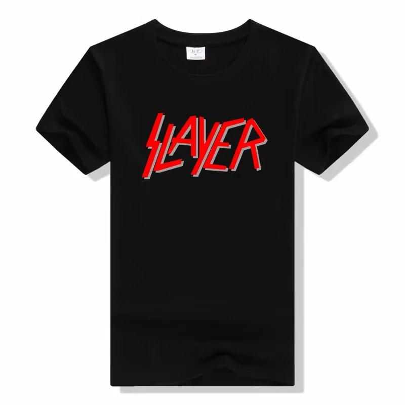 Metal Band TShirt Slayer Printed Fashion Streetwear Crew Neck Short Sleeve Tee Cotton Rock Tops High Quality Unisex