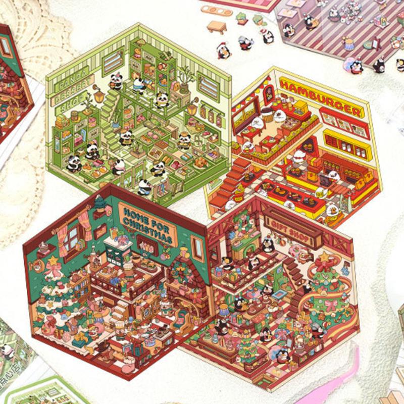 Рождественская тематика Diy 3D наклейка мультфильм карманный домик сцена укладка и склеивание фестиваль подарок на день рождения для детей студент