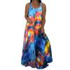 Women's Slip Dress Maxi Long Dress Multicolored Flame Print Dress Spring & Summer V Neck Leisure Vacation