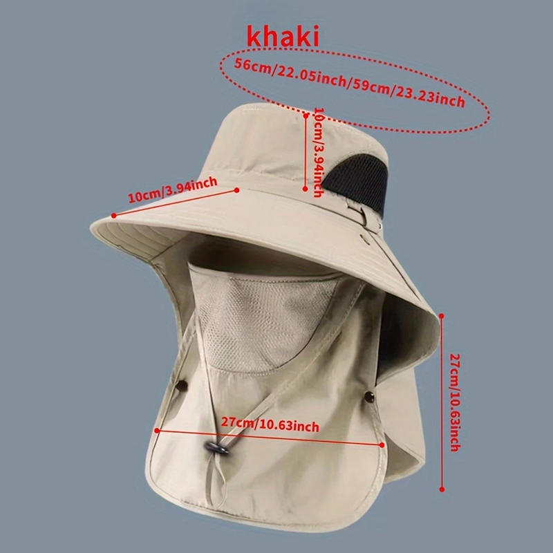 Outdoor Fisherman Hat Wide Brim Bucket Hat with Neck Cover Men Summer Breathable Mesh Sun Protection Visor Anti UV Cap Unisex