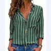 Женская свободная рубашка с длинным рукавом и лацканами в полоску
