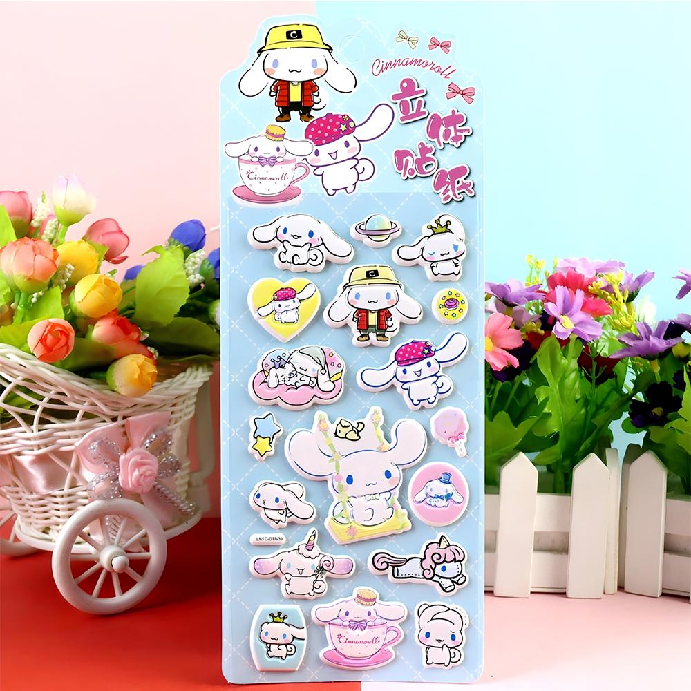 4 шт. Забавные Милые Мультяшные Наклейки-Пузыри Sanrio Киннаморолл 3D Наклейки для DIY Ноутбука Телефона Холодильника Кавайная Декорация Объемные Наклейки Подарки