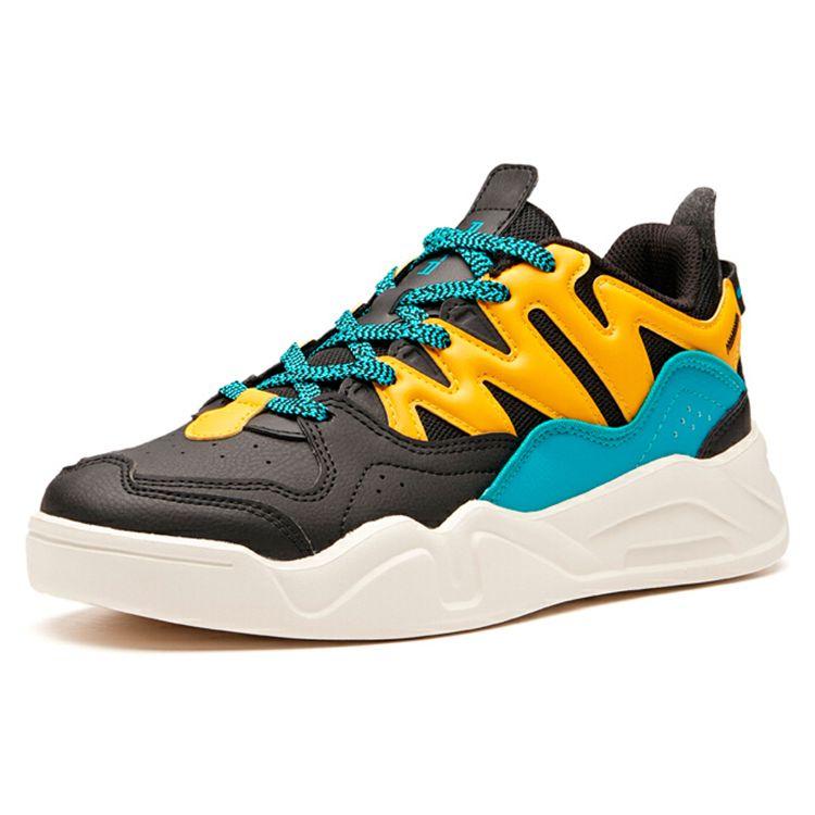 Anta Lifestyle Series Trendy Casual Non-Slip Wear-Sticked Low-Top Shoes Sneakers Men Sneakers Black White Yellow 112018041-4