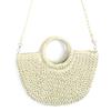 2026 Hot New Straw Woven Paper Rope Round Bucket Bag Women Minimalist Solid Color Knit Handbag Vintage Casual Summer Beach Tote Purse