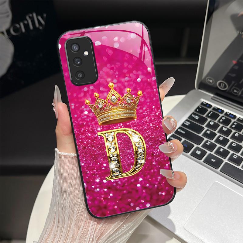 Чехол для Samsung M52 5G Galaxy M14 SM-M526B SM-M146B Чехол для телефона Ударопрочный Модный Инициал Задняя крышка из закаленного стекла